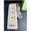 Image 2 : Fanlide Multi-Outlet Anti-Static Power Strip Bar/Surge Protector; 2500W, 3 Outlets/4 USB Ports - New