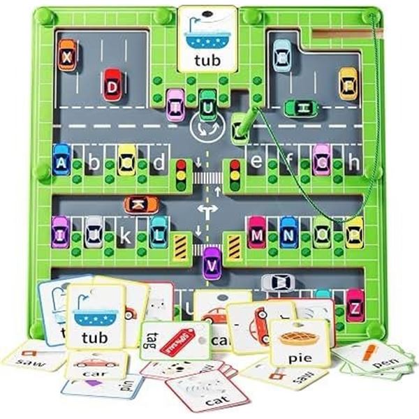 Montessori Toys Magnetic Alphabet Car Maze Puzzle/Letter Learning Board for Toddlers (Ages 3+) New
