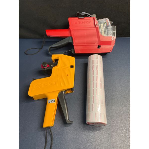 Lot of 2 Tagging Guns - For Pricing/Inventory - Includes Roll of Labels/Tags