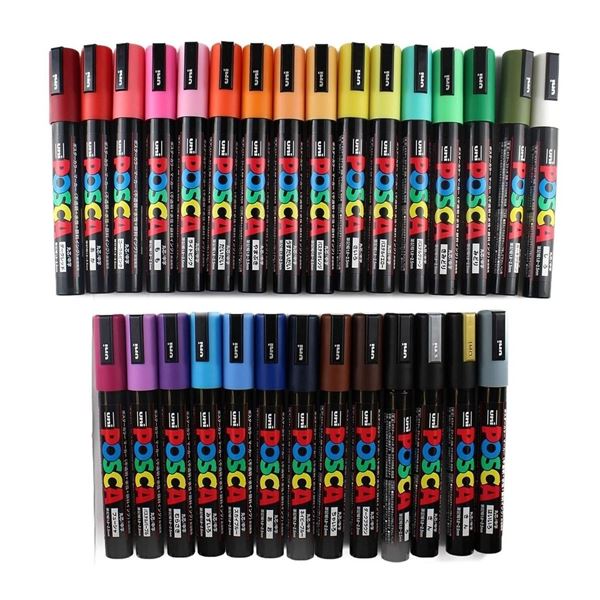 Posca Paint Marker Pen Set (29 Colours) Premium Quality Paint Pens; PC-5M (1.8mm～2.5mm) - 
