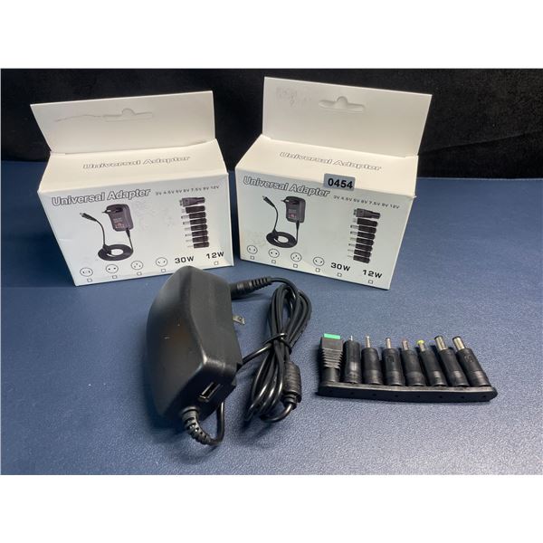 Lot of 2 Universal AC Plug-In Power Supply Adapters with 8 Assorted DC Plugs/Tips/Connectors - New