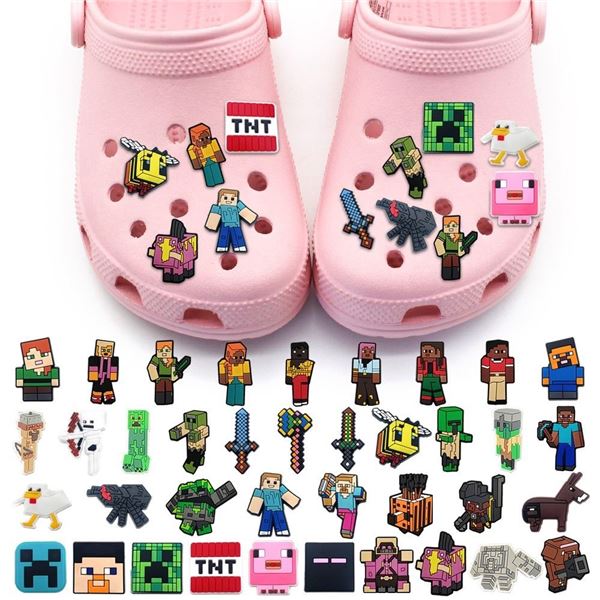 5 Packs (30pcs Each) Minecraft Croc Shoe Charms/Jibbitz Croc Charms; Assorted Minecraft Characters