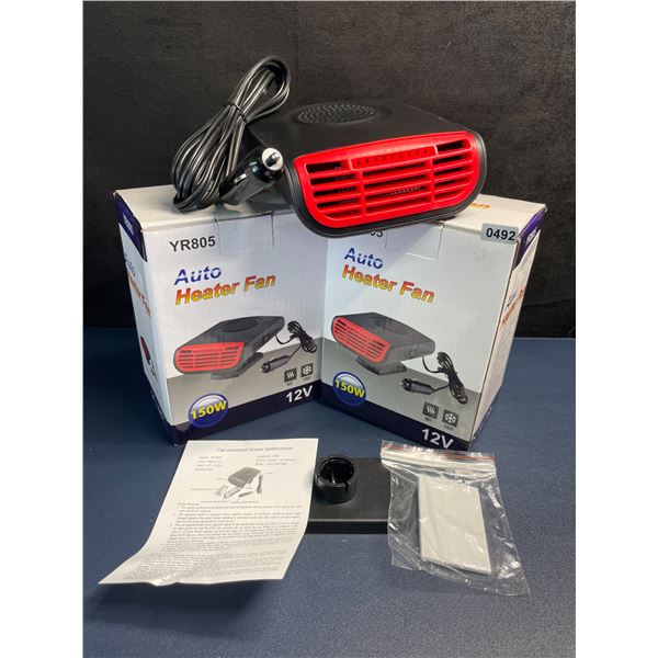 Lot of 2 12V Plug-In Car-Mounted Auto 2-in-1 Heater/Fans - Brand New