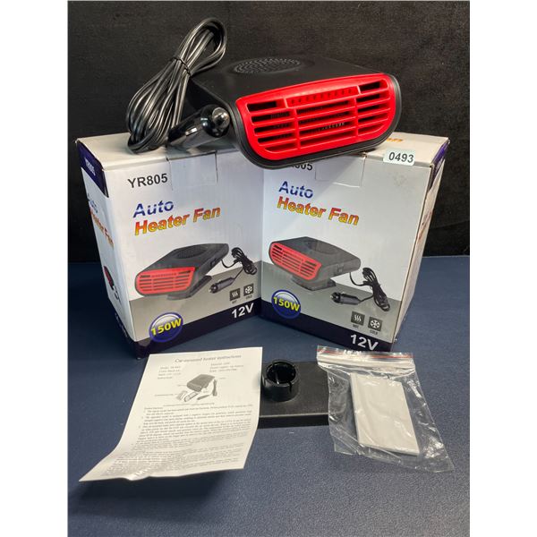 Lot of 2 12V Plug-In Car-Mounted Auto 2-in-1 Heater/Fans - Brand New