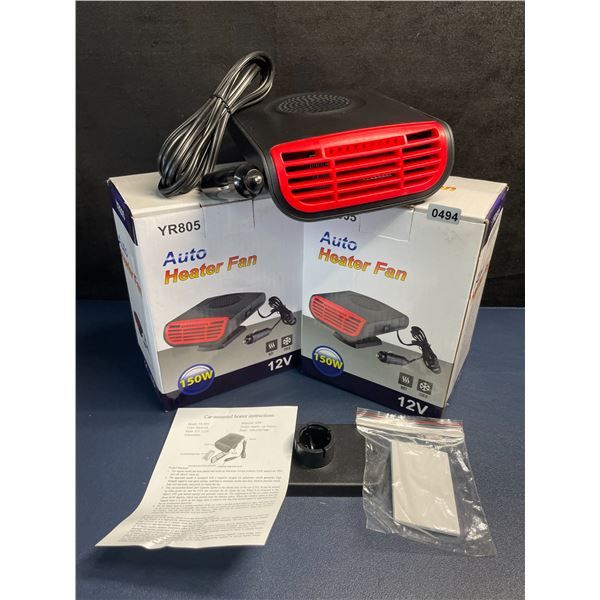 Lot of 2 12V Plug-In Car-Mounted Auto 2-in-1 Heater/Fans - Brand New