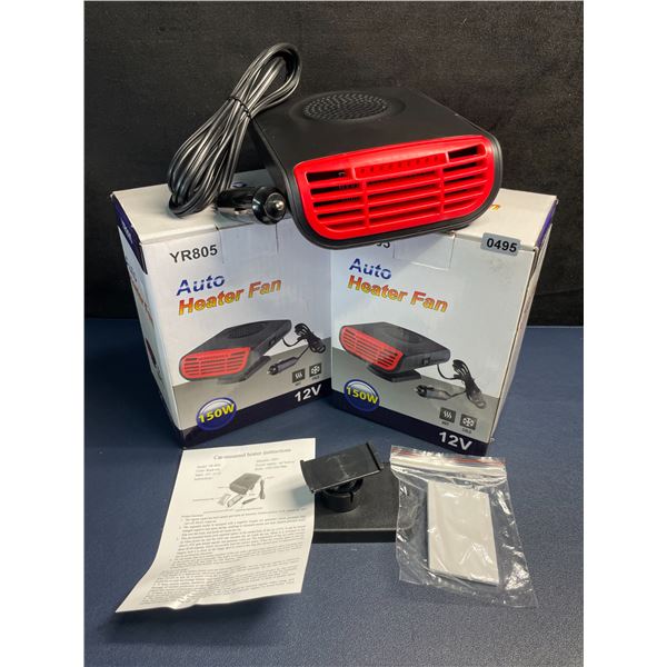 Lot of 2 12V Plug-In Car-Mounted Auto 2-in-1 Heater/Fans - Brand New