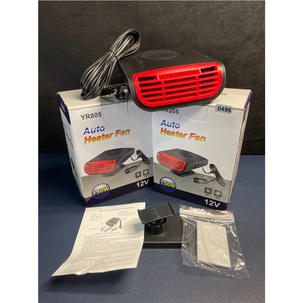 Lot of 2 12V Plug-In Car-Mounted Auto 2-in-1 Heater/Fans - Brand New