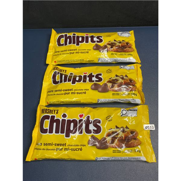 3 Bags of Hershey's Chipits (270g) Pure Semi-Sweet Chocolate Chips - New Sealed!