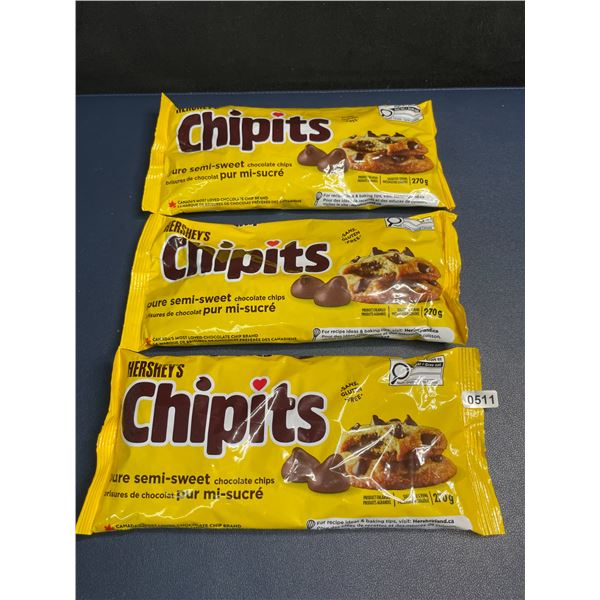 3 Bags of Hershey's Chipits (270g) Pure Semi-Sweet Chocolate Chips - New Sealed!