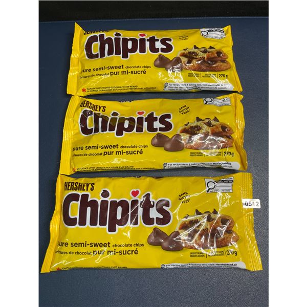 3 Bags of Hershey's Chipits (270g) Pure Semi-Sweet Chocolate Chips - New Sealed!