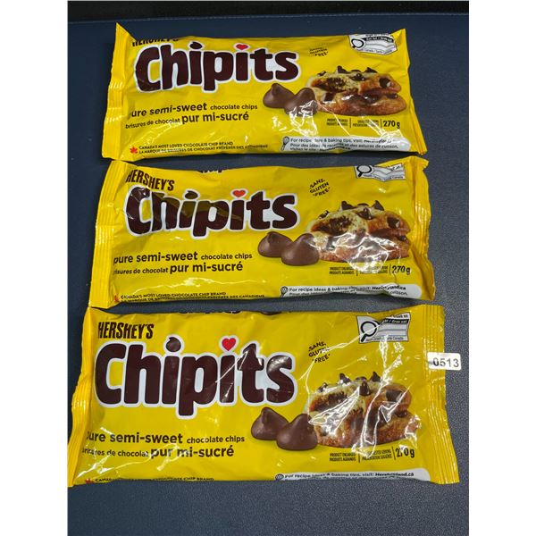3 Bags of Hershey's Chipits (270g) Pure Semi-Sweet Chocolate Chips - New Sealed!