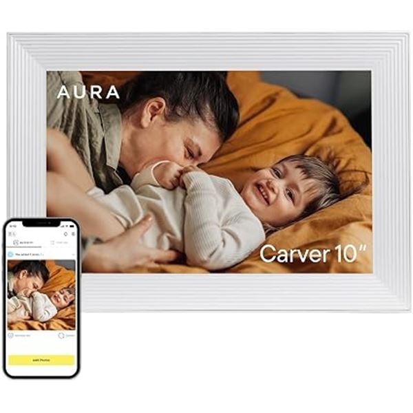 AURA Carver 10.1" WiFi Digital Photo Frame - Sea Salt - Easy Setup in Aura App - Open Box