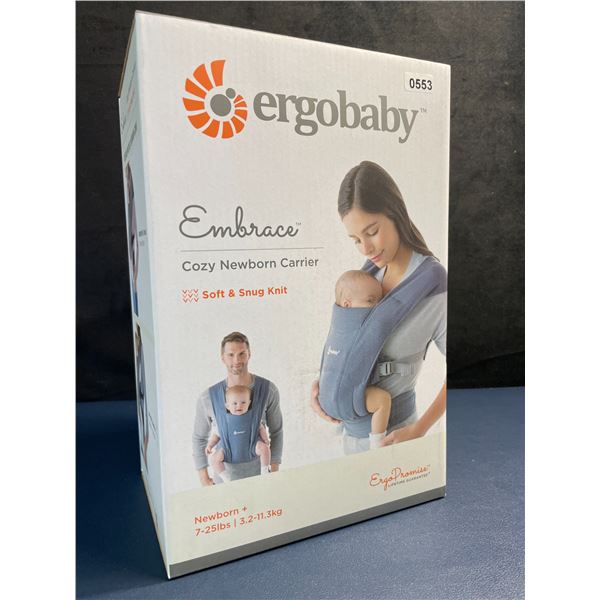 Ergobaby Embrace Cozy Newborn Carrier for Infants 0-12m (7-25lbs) Soft & Snug Knit; Oxford Blue; New