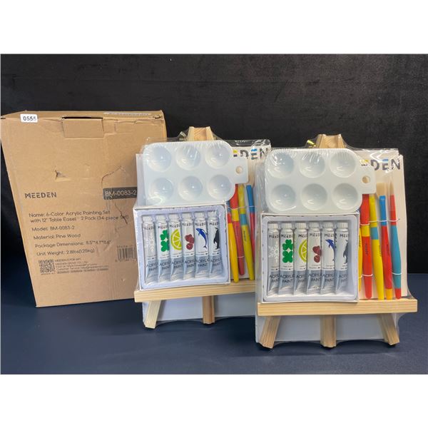 Meeden 34PC Acrylic Painting Set - Includes Art Easels, Paints, Brushes, & Canvases - Brand New!