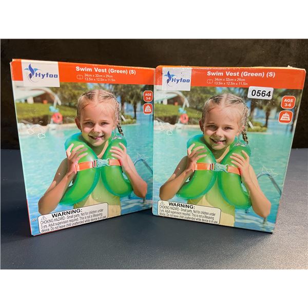 Lot of 2 Inflatable Swim Vests for Kids with Adjustable Safety Buckle (Size S) for Ages 3-6yrs - New
