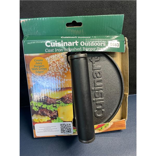 Cuisinart Cast Iron Smashed Burger Press with Handle; 2LB Burger Press - Brand New!