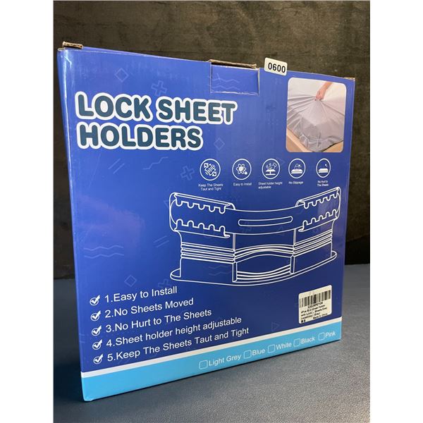 4PC Locking Bed Sheet Holder Set - Keeps Bed Sheets Tight/Secure; Easy to Install - New!