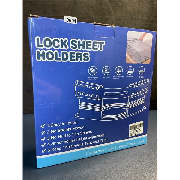 4PC Locking Bed Sheet Holder Set - Keeps Bed Sheets Tight/Secure; Easy to Install - New!