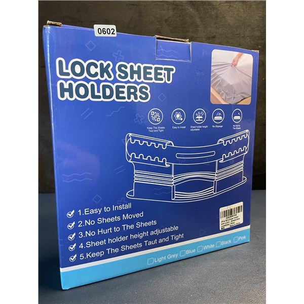 4PC Locking Bed Sheet Holder Set - Keeps Bed Sheets Tight/Secure; Easy to Install - New!
