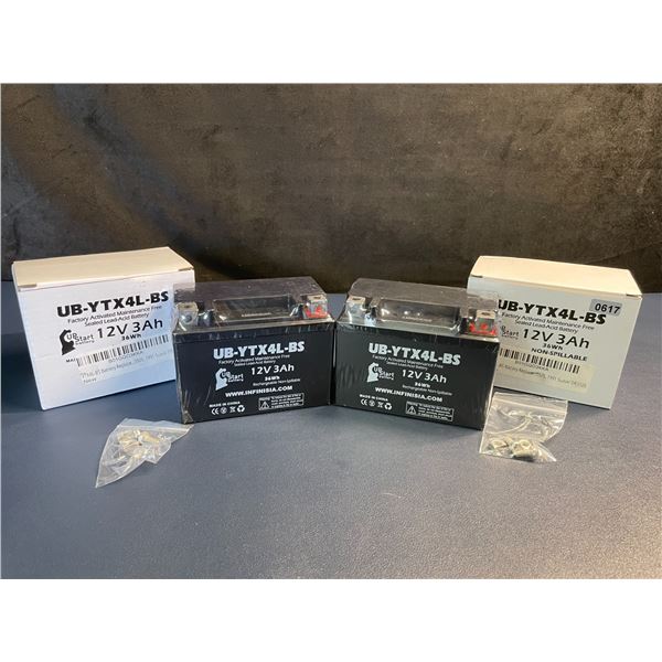 Lot of 2 Upstart Factory Activated 12V 3.0Ah Sealed Lead-Acid Batteries/ATV Batteries - New!
