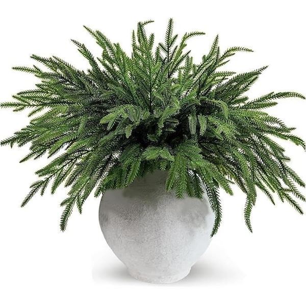 12-Pack of 18" Norfolk Pine Branches/Artificial Pine Stems for DIY Faux Greenery Plant Decor - New