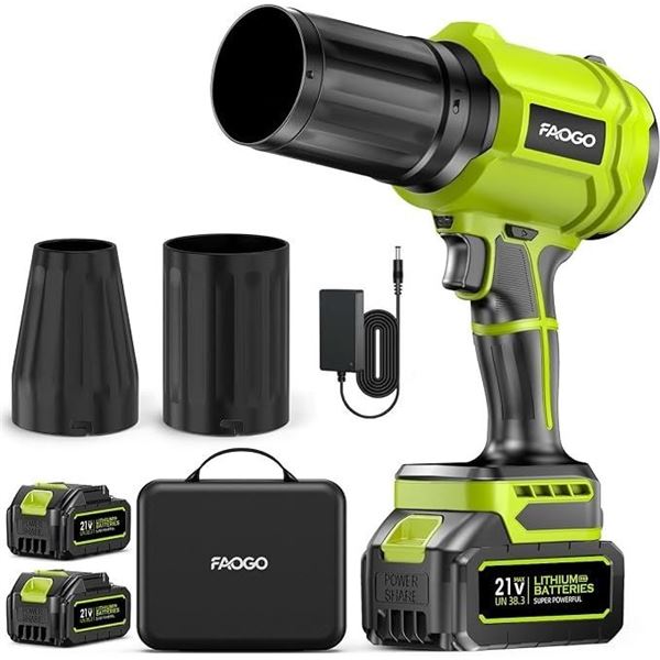 Cordless Electric Handheld Leaf Blower w/ 2x 21V Batteries & Charger; 990,000 RPM Blow Force - NEW