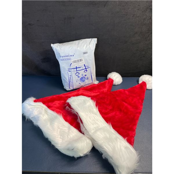Lot of 4 Adult Fuzzy Santa Hats (Large Size) - Brand New