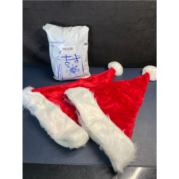 Lot of 4 Adult Fuzzy Santa Hats (Large Size) - Brand New