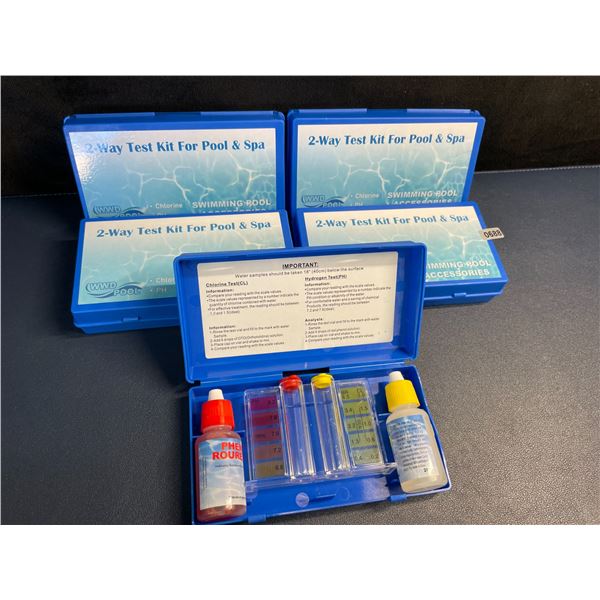 Lot of 5 Complete 2-Way Test Kits for Swimming Pools & Spas (Chlorine & pH Test Kits) Brand New!