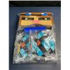 Image 7 : 24pcs Minecraft/Pixel-Theme Party Supply Set - Includes Masks, 37" Large Inflatable Swords, & Pump
