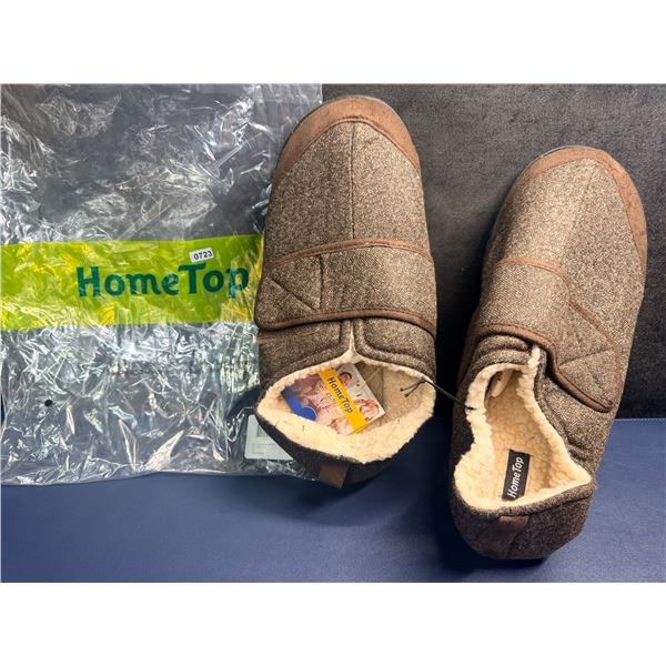 Hometop Brown Plush Indoor/Outdoor Slippers Size 13 - New