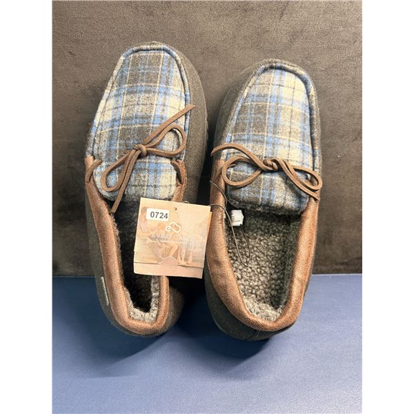 Everfoams Plaid Blue/Brown Everyday Casual Slippers Size 10 - New