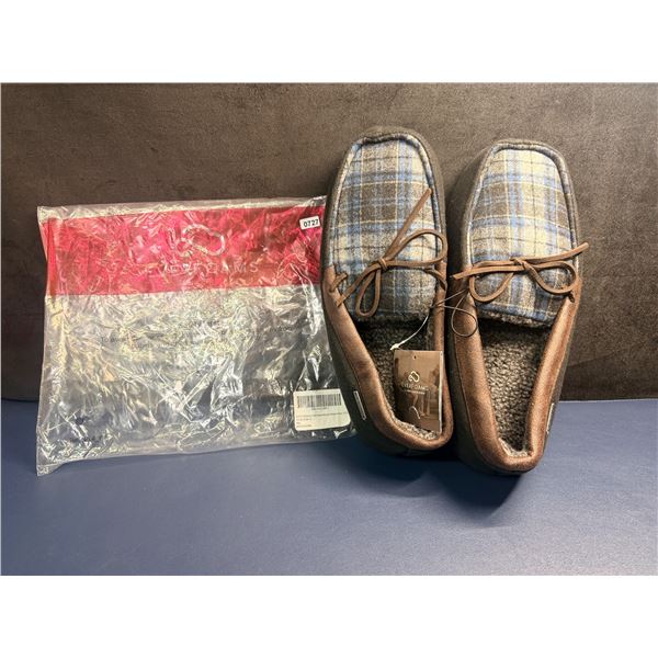 Everfoams Plaid Blue/Brown Everyday Casual Slippers Size 12 - New