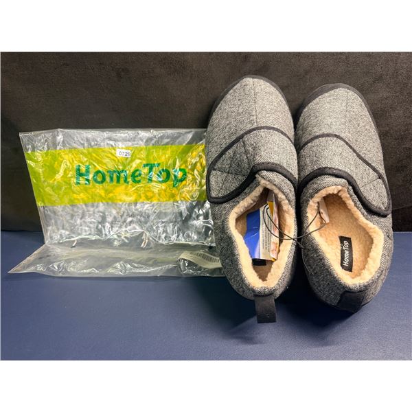 Hometop Grey Plush Indoor/Outdoor Slippers Size 7-8 - New