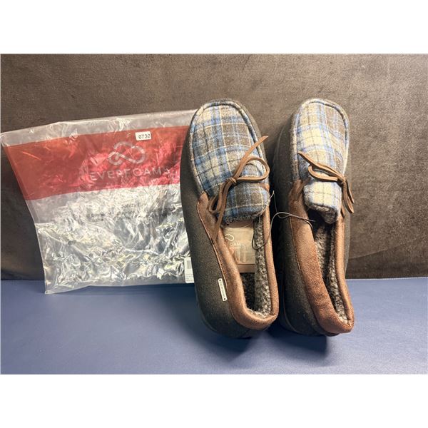 Everfoams Plaid Blue/Brown Everyday Casual Slippers Size 10 - New