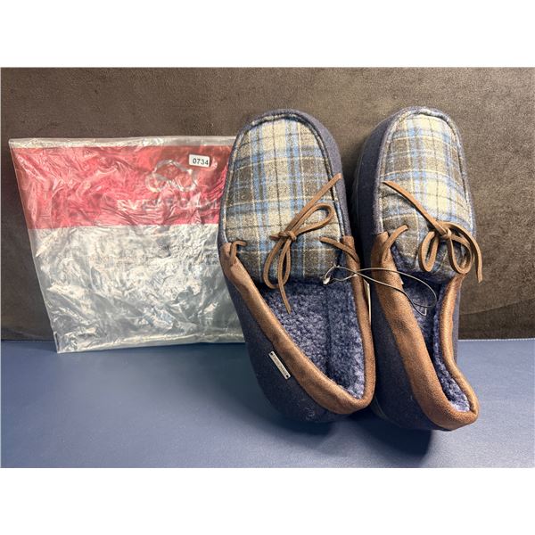 Everfoams Plaid Blue on Blue Everyday Casual Slippers Size 9 - New