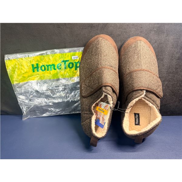 Hometop Brown Plush Indoor/Outdoor Slippers Size 13 - New