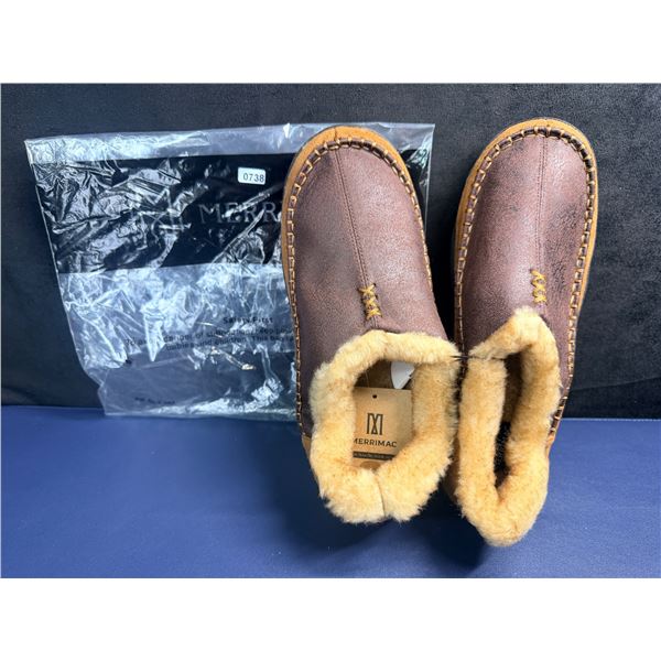 Merrimac Brown Suede/Fur Lined Indoor and Outdoor Slippers Size 8 - New