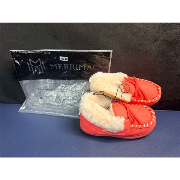 Merrimac Pink Suede/Fur Lined Kids Mocs/Slippers Size 7-8 - New