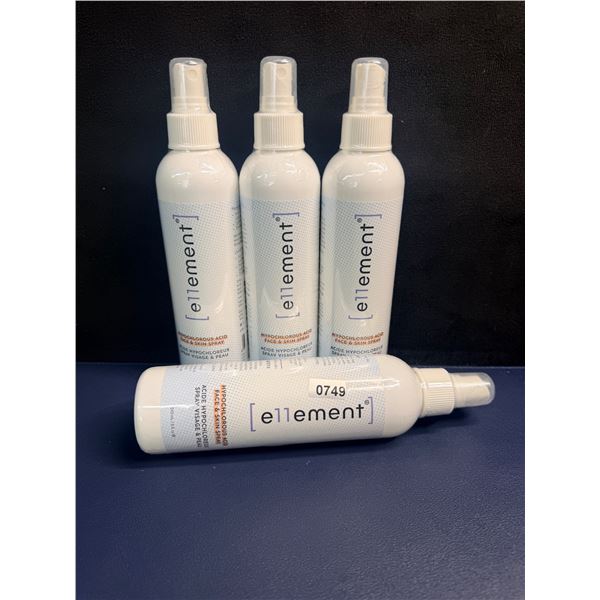 4 240ml Bottles of Ellement Hypochlorous Face and Skin Spray - New