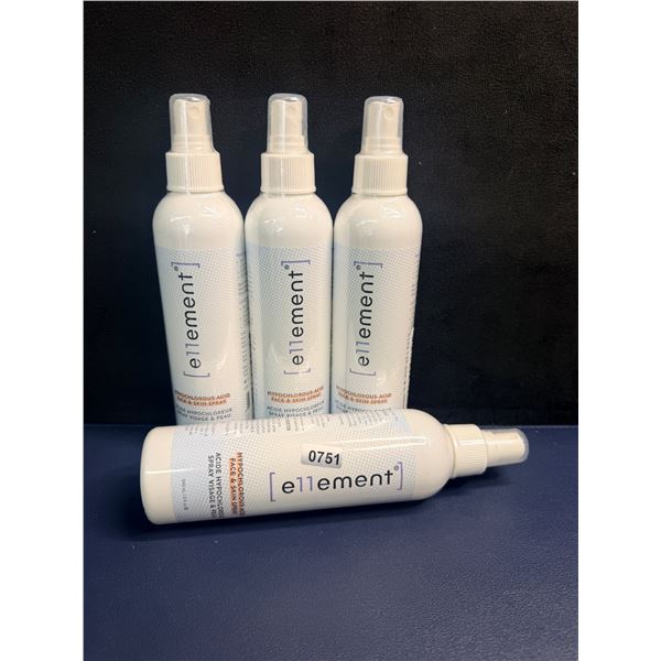4 240ml Bottles of Ellement Hypochlorous Face and Skin Spray - New