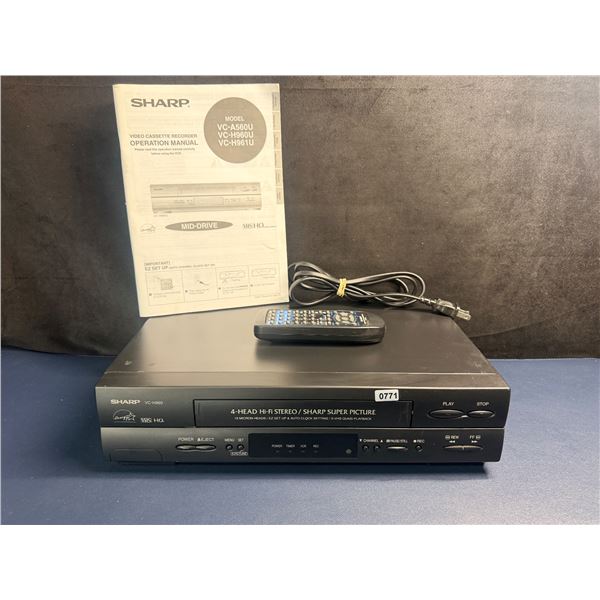 RARE! SHARP Video Casette Recorder - VHS-HQ With Remote and Manual - Used