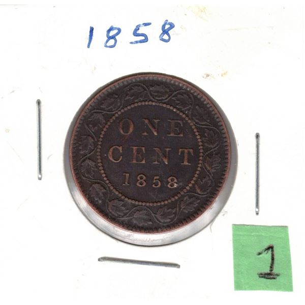 1858 Canadian Large One Cent Coin
