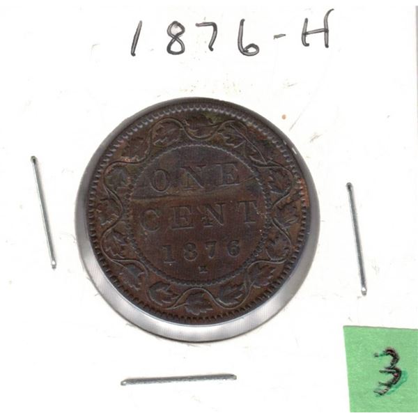 1876-H Canadian Large One Cent Coin