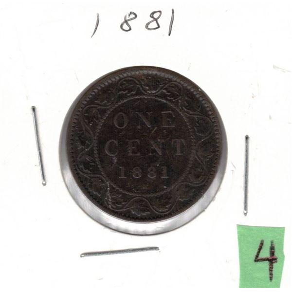 1881 Canadian Large One Cent Coin