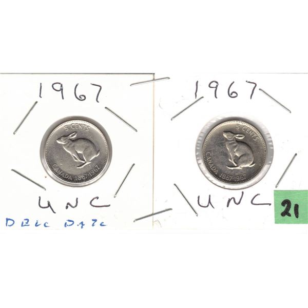 1967 Canadian Nickel ,  Rabbit PROOF