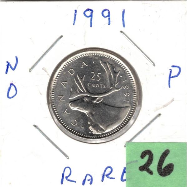 1991 Canaidan Quarter No P, RARE