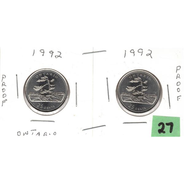 1992 Canadian Quarters, Ontario , PROOF
