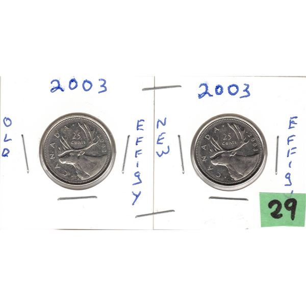 2003 Canadian Quarters, New Effigy and Old Effigy