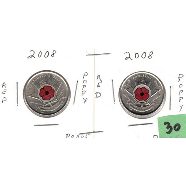 2008 Canadian Quarters Red Poppy PROOF